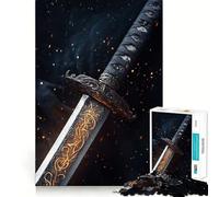 Jigsaw 1000 Piece Blade of Eternal Flames Fine Edge Craft, Creative Skill Toy, Leisure Game Time, Birthday Decor Gift (38x52cm)
