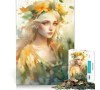 Jigsaw 1000 Piece Blond Woman with Flower Crown Fine Edge Craft, Creative Skill Toy, Leisure Game Time, Birthday Decor Gift (38x52cm)