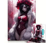 Jigsaw 1000 Piece Bloody Rose Anime Lady Sharp Joint Play, Mind Training Fun, Cozy Time Game, Christmas Wall Art (50x75cm)