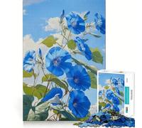 Jigsaw 1000 Piece Bloom in Blue Morning Glory Fine Edge Craft, Creative Skill Toy, Leisure Game Time, Birthday Decor Gift (50x75cm)