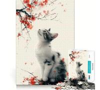 Jigsaw 1000 Piece Blossom Dreams Cat Kitty Exact Cut Art, Smart Play Activity, Calm Play Time, Birthday Decor Gift (50x75cm)