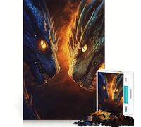 Jigsaw 1000 Piece Blue And Gold Dragons Fine Edge Craft, Creative Skill Toy, Leisure Game Time, Birthday Decor Gift (38x52cm)