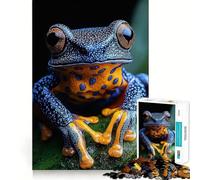 Jigsaw 1000 Piece Blue And Yellow Poison Dart Frog Precise Fit Game, Logic Skill Play, Free Time Play, Birthday Fun Gift (38x26cm)