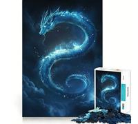 Jigsaw 1000 Piece Blue Dragon in The Clouds Fine Edge Craft, Creative Skill Toy, Leisure Game Time, Birthday Decor Gift (50x75cm)