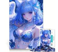 Jigsaw 1000 Piece Blue-Haired Angel with Win Fine Edge Craft, Creative Skill Toy, Leisure Game Time, Birthday Decor Gift (38x52cm)