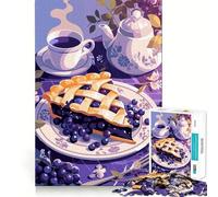 Jigsaw 1000 Piece Blueberry Pie Still Life Illustration Fine Edge Craft, Creative Skill Toy, Leisure Game Time, Birthday Decor Gift (38x52cm)