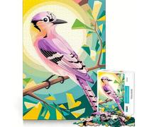 Jigsaw 1000 Piece Blush Orchid︰ The Eurasian Jay in Geometric Nature Sharp Joint Play, Mind Training Fun, Cozy Time Game, Christmas Wall Art (38x26cm)