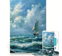 Jigsaw 1000 Piece Boat in Ocean Waves Sharp Joint Play, Mind Training Fun, Cozy Time Game, Christmas Wall Art (50x75cm)