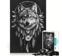 Jigsaw 1000 Piece Boho Wolf Dream Catcher Precise Fit Game, Logic Skill Play, Free Time Play, Birthday Fun Gift (38x26cm)