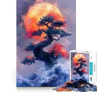 Jigsaw 1000 Piece Bonsai Tree, Moon, And Ocean Waves Fine Edge Craft, Creative Skill Toy, Leisure Game Time, Birthday Decor Gift (50x75cm)