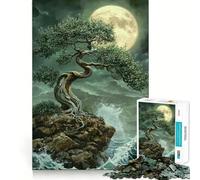 Jigsaw 1000 Piece Bonsai Tree Under Moonlight Sharp Joint Play, Mind Training Fun, Cozy Time Game, Christmas Wall Art (38x52cm)
