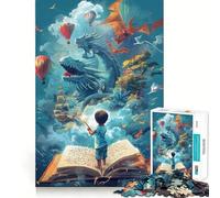 Jigsaw 1000 Piece Book Dragon Kid Space Fine Edge Craft, Creative Skill Toy, Leisure Game Time, Birthday Decor Gift (38x26cm)