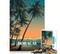Jigsaw 1000 Piece Boracay Philippines Travel Poster Exact Cut Art, Smart Play Activity, Calm Play Time, Birthday Decor Gift (50x75cm)