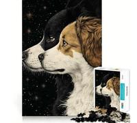 Jigsaw 1000 Piece Border Collie Dogs Under The Stars Sharp Joint Play, Mind Training Fun, Cozy Time Game, Christmas Wall Art (50x75cm)