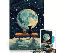 Jigsaw 1000 Piece Boy And Cat Watching Earth Clean Fit Decor Brain Game Gift Quiet Time Game Birthday Art Gift (50x75cm)