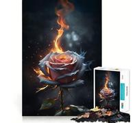 Jigsaw 1000 Piece Burning Rose in Dark Flawless Fit Art Mind Challenge Toy Downtime Game Fun Birthday Fun Gift (50x75cm)