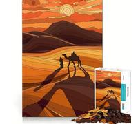 Jigsaw 1000 Piece Camel Caravan in Desert Landscape Art Flawless Fit Art Mind Challenge Toy Downtime Game Fun Birthday Fun Gift (50x75cm)
