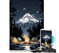 Jigsaw 1000 Piece Campfire Under The Stars Landscapes Neat Cut Decor Logic Thinking Play Calm Game Time Xmas Decor Gift (38x52cm)
