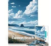 Jigsaw 1000 Piece Cannon Beach Oregon Neat Cut Decor Logic Thinking Play Calm Game Time Xmas Decor Gift (38x26cm)