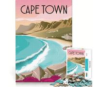 Jigsaw 1000 Piece Cape Town Travel Poster Neat Cut Decor Logic Thinking Play Calm Game Time Xmas Decor Gift (50x75cm)