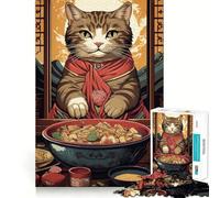 Jigsaw 1000 Piece Cat Asian Food Neat Cut Decor Logic Thinking Play Calm Game Time Xmas Decor Gift (38x52cm)