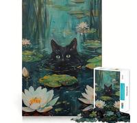 Jigsaw 1000 Piece Cat Hiding Underwater Flawless Fit Art Mind Challenge Toy Downtime Game Fun Birthday Fun Gift (50x75cm)
