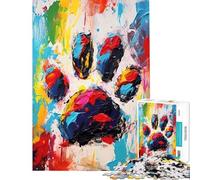 Jigsaw 1000 Piece Dog Paw Abstract Painting Educational Challenge But Fun And Humorous Toy Wall Decor for And from 14 Years And over (50x75cm)