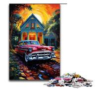 Jigsaw 1000 Piece for Adults Colorful Psychedelia of Abandoned Classic Cars Puzzle Hands on Game Unique Home Decor And Gifts 75x50cm
