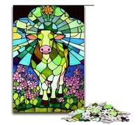 Jigsaw 1000 Piece for Adults Cow Stained Glass Style Puzzle Hands on Game Unique Home Decor And Gifts 75x50cm