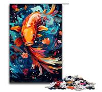 Jigsaw 1000 Piece for Adults Koi Fish Is Surrounded by Splatters in The Style Puzzle Hands on Game Unique Home Decor And Gifts 75x50cm