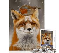 Jigsaw 1000 Piece Fox And Robin in Winter Puzzle For Teenagers Family Activities Fun Activities at Home Learning Educational Toys (38x52cm)