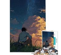 Jigsaw 1000 Piece Lonely Figure Starry Sky Puzzle For Teenagers Family Activities Fun Activities at Home Learning Educational Toys (Size 50x75cm)