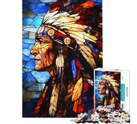 Jigsaw 1000 Piece Native American Stained Glass Educational Challenge But Fun And Humorous Toy Wall Decor for And from 14 Years And over (50x75cm)