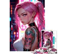 Jigsaw 1000 Piece Pink Haired Anime Girl Posing Educational Challenge But Fun And Humorous Toy Wall Decor for And from 14 Years And over (38x52cm)