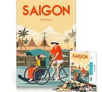 Jigsaw 1000 Piece Saigon Vietnam Travel Poster Neat Cut Decor Logic Thinking Play Calm Game Time Xmas Decor Gift (50x75cm)