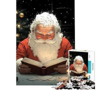 Jigsaw 1000 Piece Santa Claus Reading by Candlelight Christmas Educational Challenge But Fun And Humorous Toy Wall Decor for And from 14 Years And over (38x26cm)