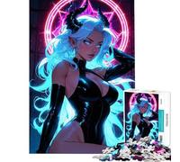 Jigsaw 1000 Piece Sexy Neon Anime Devil Girl Educational Challenge But Fun And Humorous Toy Wall Decor for And from 14 Years And over (38x52cm)