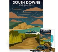 Jigsaw 1000 Piece South Downs National Park Neat Cut Decor Logic Thinking Play Calm Game Time Xmas Decor Gift(38x26cm)