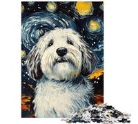 Jigsaw 1000 Piece Starry Doggy Night Educational Game Difficult Hard Toy Wall Decor Unique Gifts for Birthday And Christmas Size 38x26cm