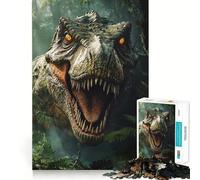 Jigsaw 1000 Piece T-Rex Roaring in Jungle Neat Cut Decor Logic Thinking Play Calm Game Time Xmas Decor Gift (50x75cm)