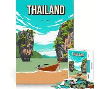 Jigsaw 1000 Piece Thailand Asia Travel Poster Art Neat Cut Decor Logic Thinking Play Calm Game Time Xmas Decor Gift (50x75cm)
