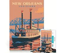 Jigsaw 1000 Piece Travel to New Orleans Neat Cut Decor Logic Thinking Play Calm Game Time Xmas Decor Gift (50x75cm)