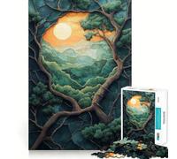 Jigsaw 1000 Piece Tree Frame Landscape Neat Cut Decor Logic Thinking Play Calm Game Time Xmas Decor Gift (38x52cm)