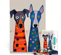 Jigsaw 1000 Piece Two Dogs in Polka Dots Neat Cut Decor Logic Thinking Play Calm Game Time Xmas Decor Gift (38x52cm)