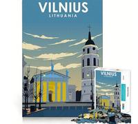 Jigsaw 1000 Piece Vilnius Lithuania Travel Flawless Fit Art Mind Challenge Toy Downtime Game Fun Birthday Fun Gift (38x52cm)