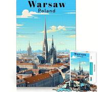 Jigsaw 1000 Piece Warsaw Poland Travel Neat Cut Decor Logic Thinking Play Calm Game Time Xmas Decor Gift (50x75cm)