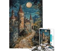 Jigsaw 1000 Pieces A Castle in Night Meditative Mind Challenge Toy Tight Joint No Falling Apart Heartwarming Birthday Pick (Size 50x75cm)