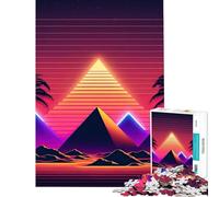 Jigsaw 1000 Pieces A Pyramid in The Neon Sand Meditative Mind Challenge Toy Tight Joint No Falling Apart Heartwarming Birthday Pick (Size 38x52cm)