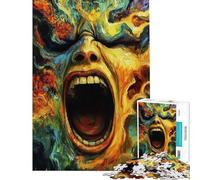 Jigsaw 1000 Pieces Abstract Face Screaming in Colorful Painting Meditative Mind Challenge Toy Tight Joint No Falling Apart Heartwarming Birthday Pick (Size 38x26cm)