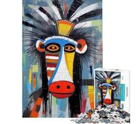 Jigsaw 1000 Pieces Abstract Mandrill Portrait Meditative Mind Challenge Toy Tight Joint No Falling Apart Heartwarming Birthday Pick (Size 38x52cm)